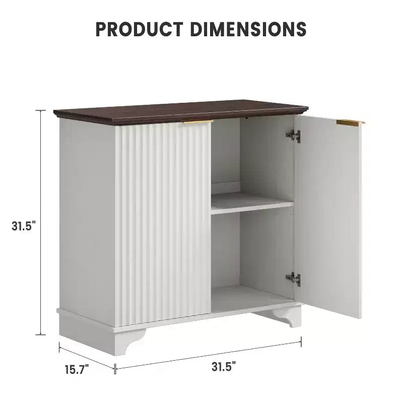 Meuble de rangement de ferme avec portes cannelées, buffet de bar à café, étagères réglables, pour salle à manger, salon.