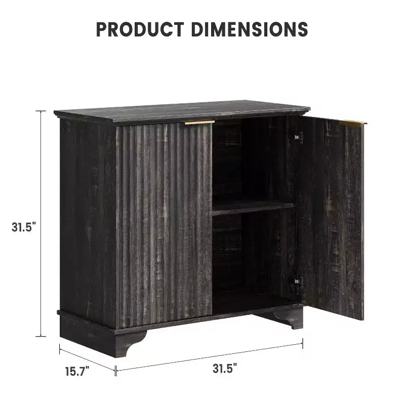 Meuble de rangement de ferme avec portes cannelées, buffet de bar à café, étagères réglables, pour salle à manger, salon.