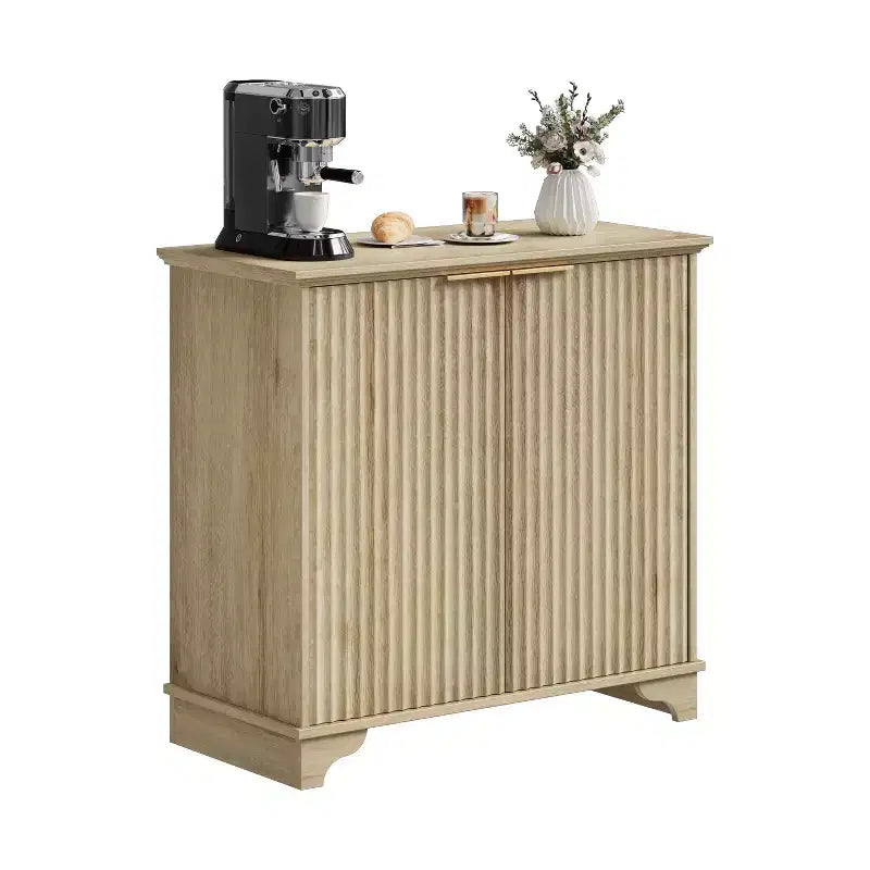 Meuble de rangement de ferme avec portes cannelées, buffet de bar à café, étagères réglables, pour salle à manger, salon.