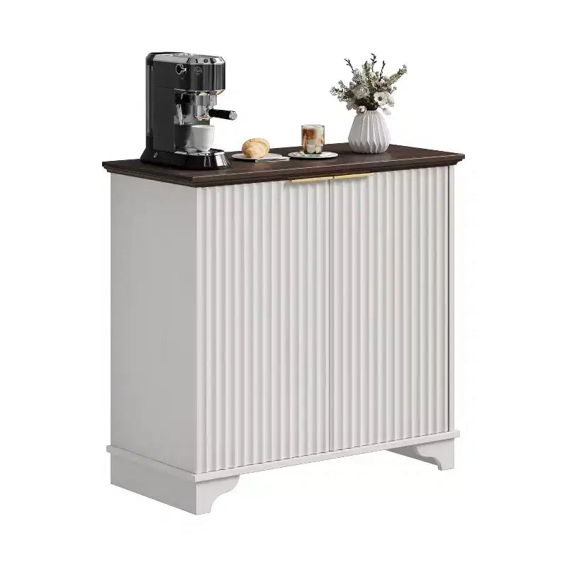 Meuble de rangement de ferme avec portes cannelées, buffet de bar à café, étagères réglables, pour salle à manger, salon.