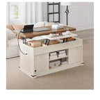 Table basse de ferme relevable avec plateau extensible, porte coulissante et station de charge pour salon