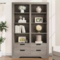 Acekool Bookcase 72 in Tall, DoubleWide 8Shelf with 4 Drawers, AntiTip, Farmhouse Storage for Living Room, Bedroom, Office, 47.2 W x 11.8 D