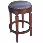 Tabouret de comptoir rond – Structure en acajou massif avec assise en similicuir