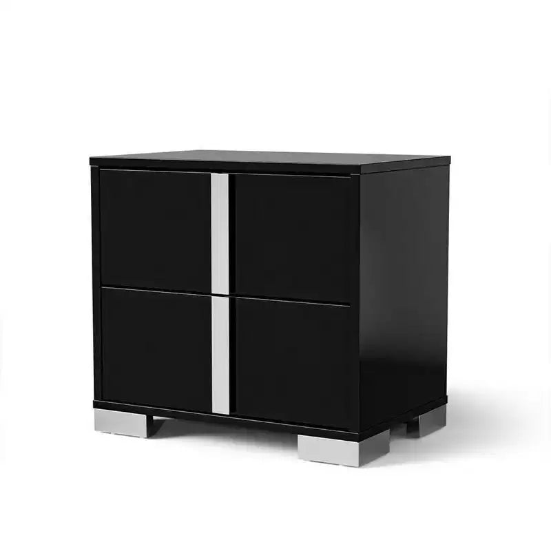 Table de chevet de 60 cm avec 2 tiroirs – Finition UV noir piano