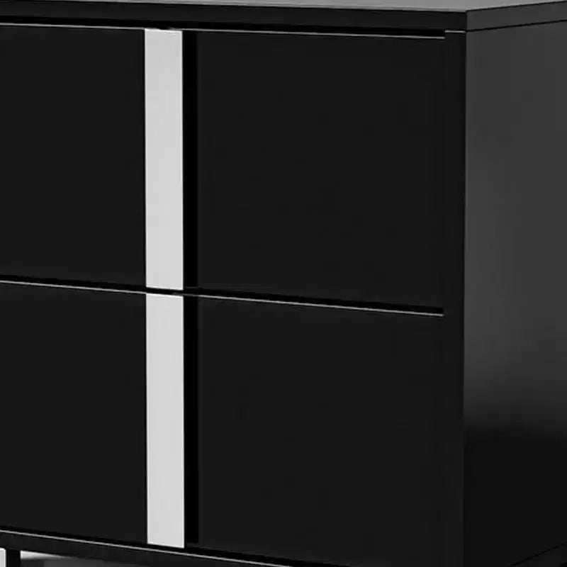 Table de chevet de 60 cm avec 2 tiroirs – Finition UV noir piano