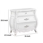 Table de chevet 3 tiroirs en bois massif blanc 31 po avec poignées en métal