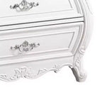 Table de chevet 3 tiroirs en bois massif blanc 31 po avec poignées en métal