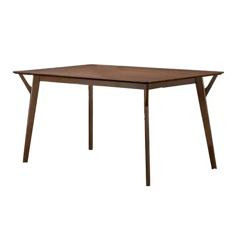 Table à manger rectangulaire 59 po en bois massif avec pieds inclinés – Brun
