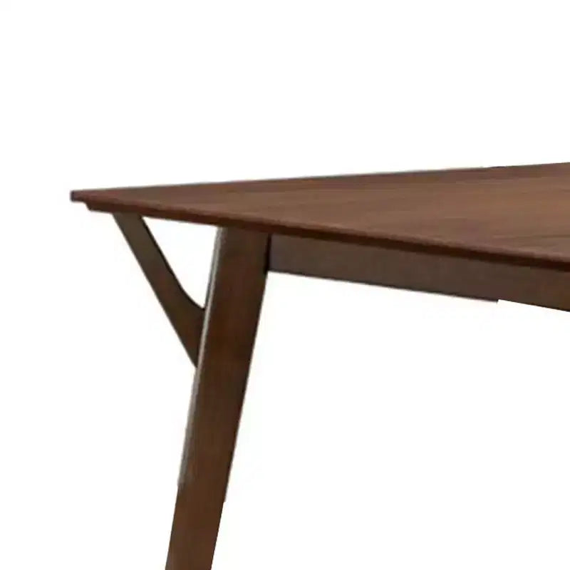 Table à manger rectangulaire 59 po en bois massif avec pieds inclinés – Brun