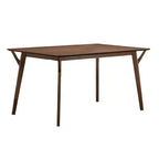 Table à manger rectangulaire 59 po en bois massif avec pieds inclinés – Brun