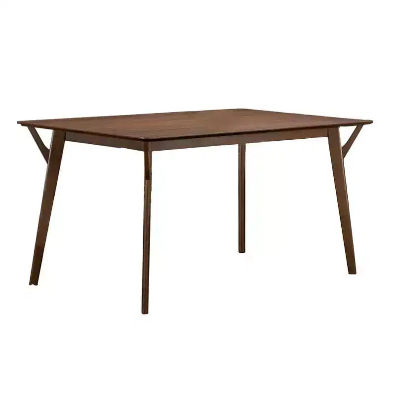 Table à manger rectangulaire 59 po en bois massif avec pieds inclinés – Brun