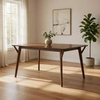Table à manger rectangulaire 59 po en bois massif avec pieds inclinés – Brun