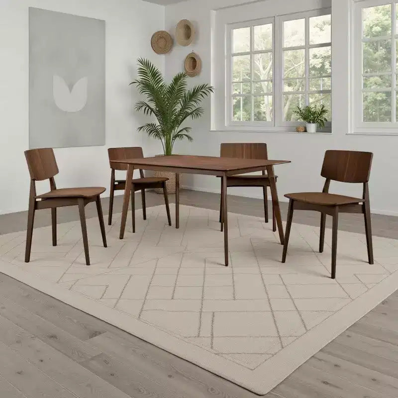 Table à manger rectangulaire 59 po en bois massif avec pieds inclinés – Brun