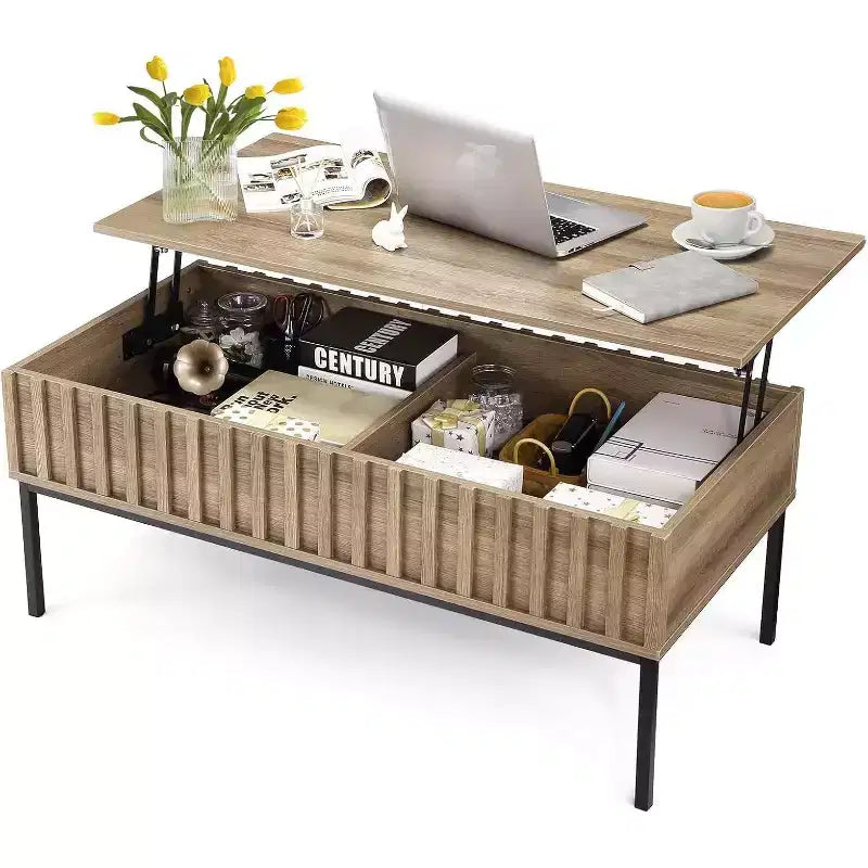 Round Coffee Table with Two Drawers Circle Center Table with Storage Farmhouse Coffee Table