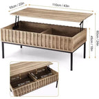 Table basse ronde avec deux tiroirs Table basse circulaire avec rangement Table basse de style ferme
