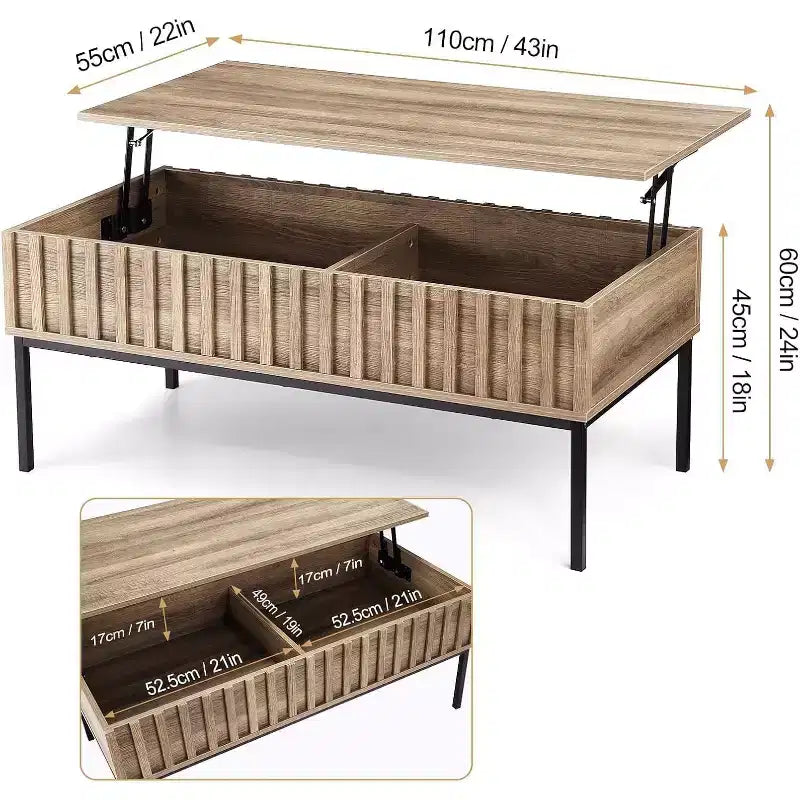 Table basse ronde avec deux tiroirs Table basse circulaire avec rangement Table basse de style ferme