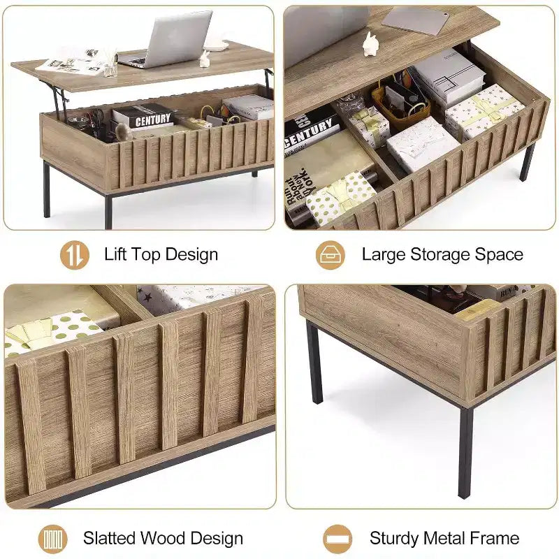 Table basse ronde avec deux tiroirs Table basse circulaire avec rangement Table basse de style ferme