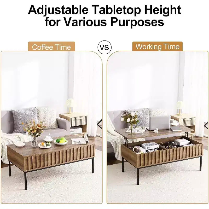 Table basse ronde avec deux tiroirs Table basse circulaire avec rangement Table basse de style ferme