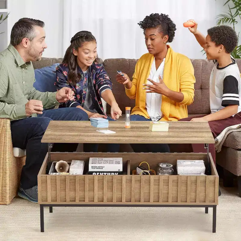 Table basse ronde avec deux tiroirs Table basse circulaire avec rangement Table basse de style ferme
