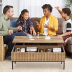 Table basse ronde avec deux tiroirs Table basse circulaire avec rangement Table basse de style ferme
