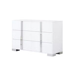 Commode moderne à 6 tiroirs avec poignées miroir et dispositif anti-basculement