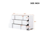 Commode moderne à 6 tiroirs avec poignées miroir et dispositif anti-basculement