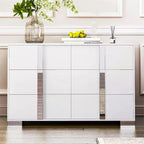 Commode moderne à 6 tiroirs avec poignées miroir et dispositif anti-basculement