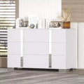 Commode moderne à 6 tiroirs avec poignées miroir et dispositif anti-basculement