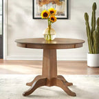 Table à manger ronde de 42 po de style campagnard – Fini noyer, 4 places