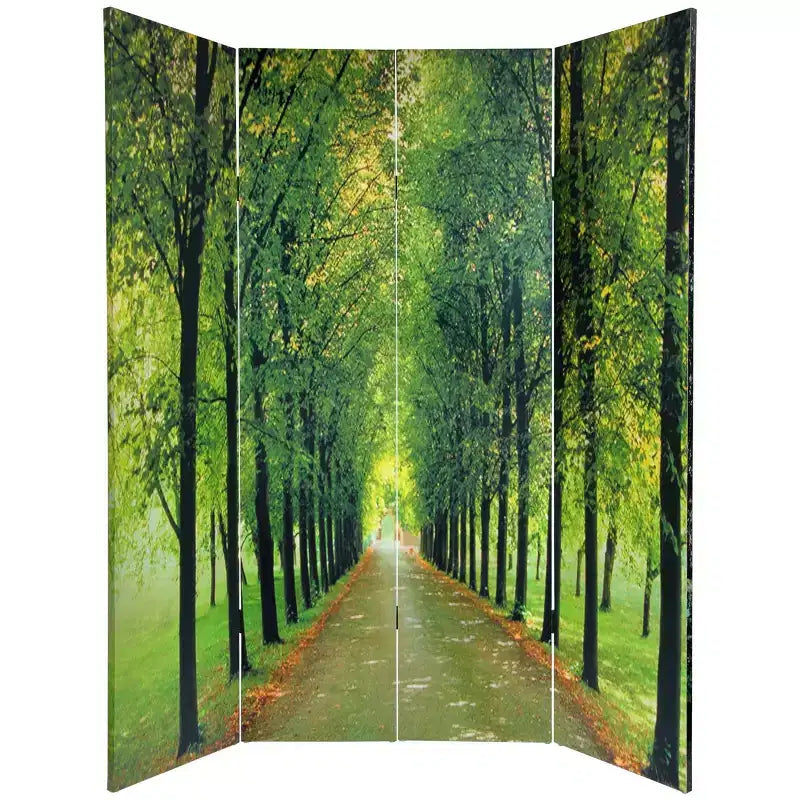 Paravent en toile double face Chemin de vie, 6 pi – Vert