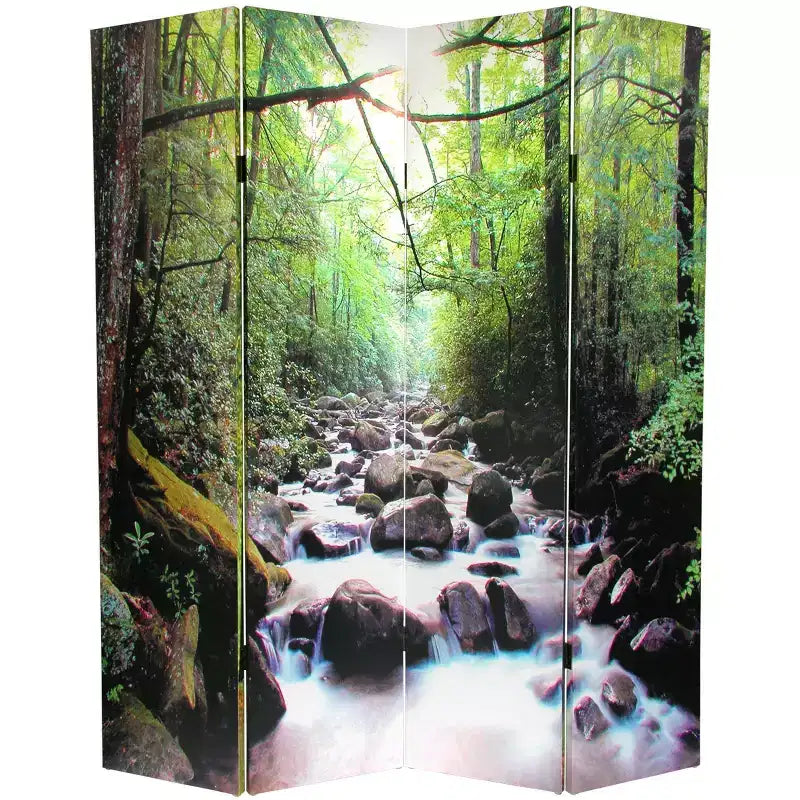 Paravent en toile double face Chemin de vie, 6 pi – Vert