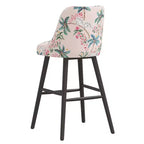 Tabouret de bar rembourré à dossier arrondi en tissu à motifs