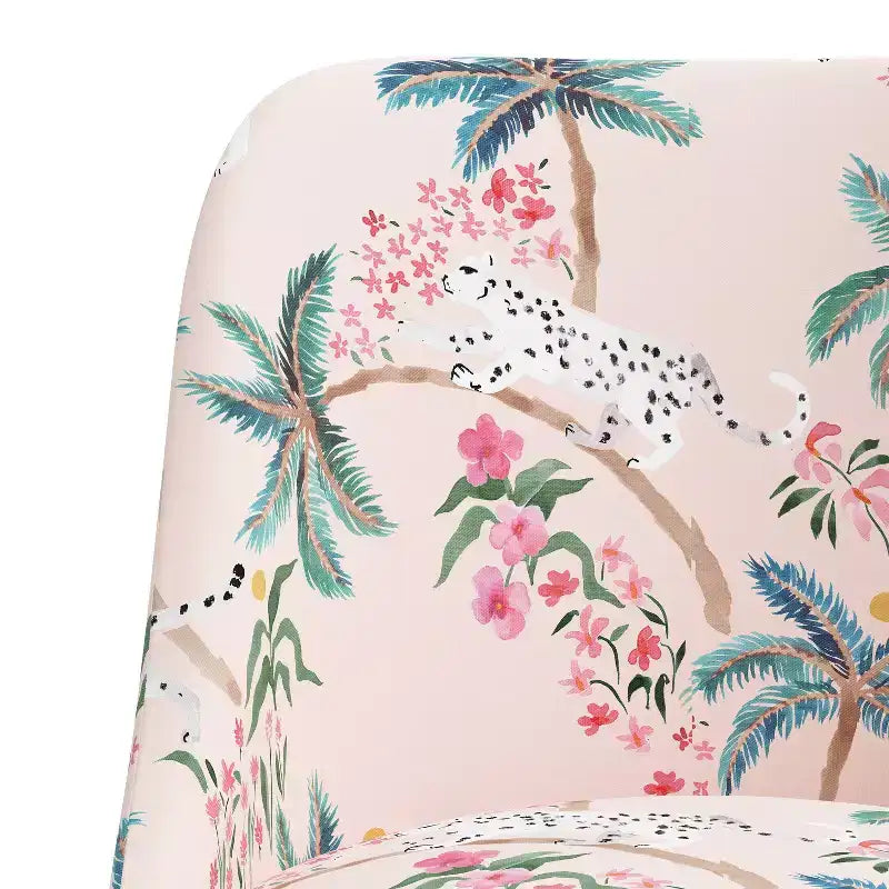Tabouret de bar rembourré à dossier arrondi en tissu à motifs