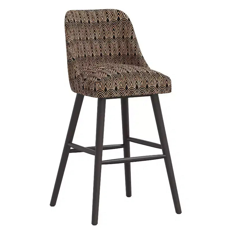 Tabouret de bar rembourré à dossier arrondi en tissu à motifs