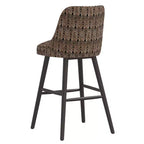 Tabouret de bar rembourré à dossier arrondi en tissu à motifs