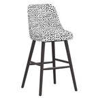 Tabouret de bar rembourré à dossier arrondi en tissu à motifs
