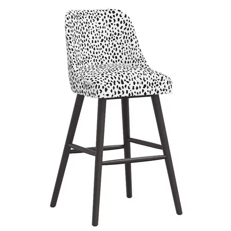 Tabouret de bar rembourré à dossier arrondi en tissu à motifs