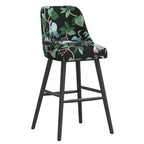 Tabouret de bar rembourré à dossier arrondi en tissu à motifs