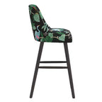 Tabouret de bar rembourré à dossier arrondi en tissu à motifs
