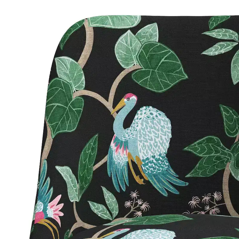 Tabouret de bar rembourré à dossier arrondi en tissu à motifs