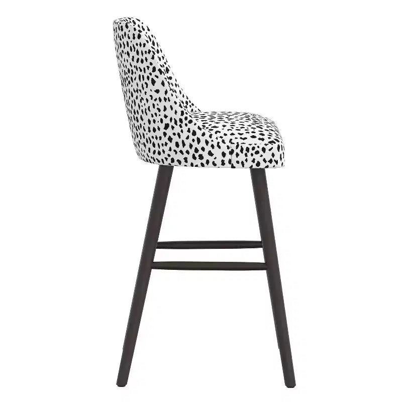 Tabouret de bar rembourré à dossier arrondi en tissu à motifs