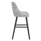 Tabouret de bar rembourré à dossier arrondi en tissu à motifs