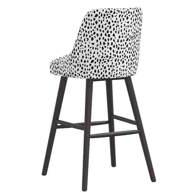 Tabouret de bar rembourré à dossier arrondi en tissu à motifs