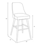 Tabouret de bar rembourré à dossier arrondi en tissu à motifs