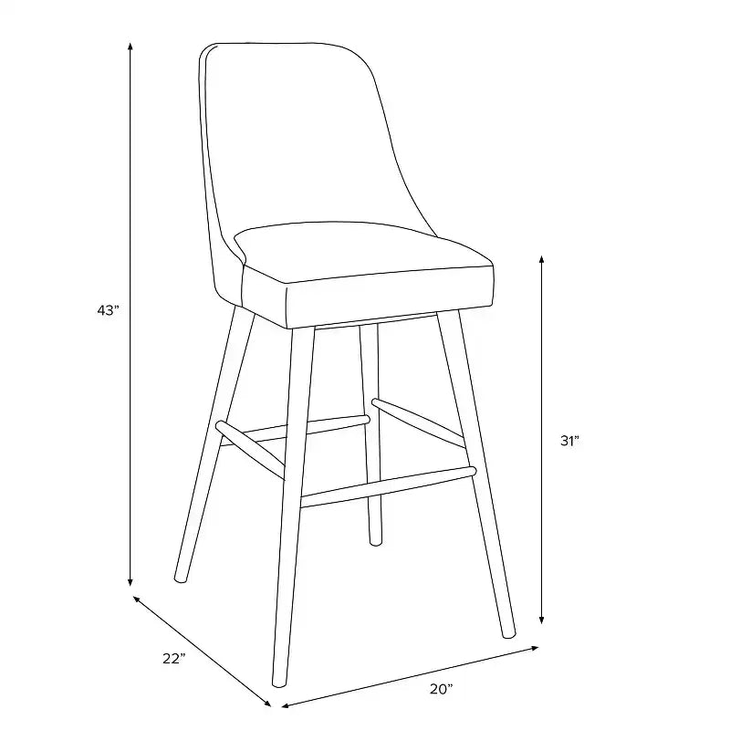 Tabouret de bar rembourré à dossier arrondi en tissu à motifs