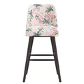 Tabouret de bar rembourré à dossier arrondi en tissu à motifs
