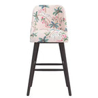 Tabouret de bar rembourré à dossier arrondi en tissu à motifs