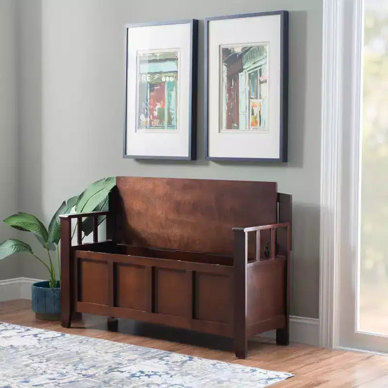 Banc de rangement capitonné avec espace de rangement intérieur dissimulé