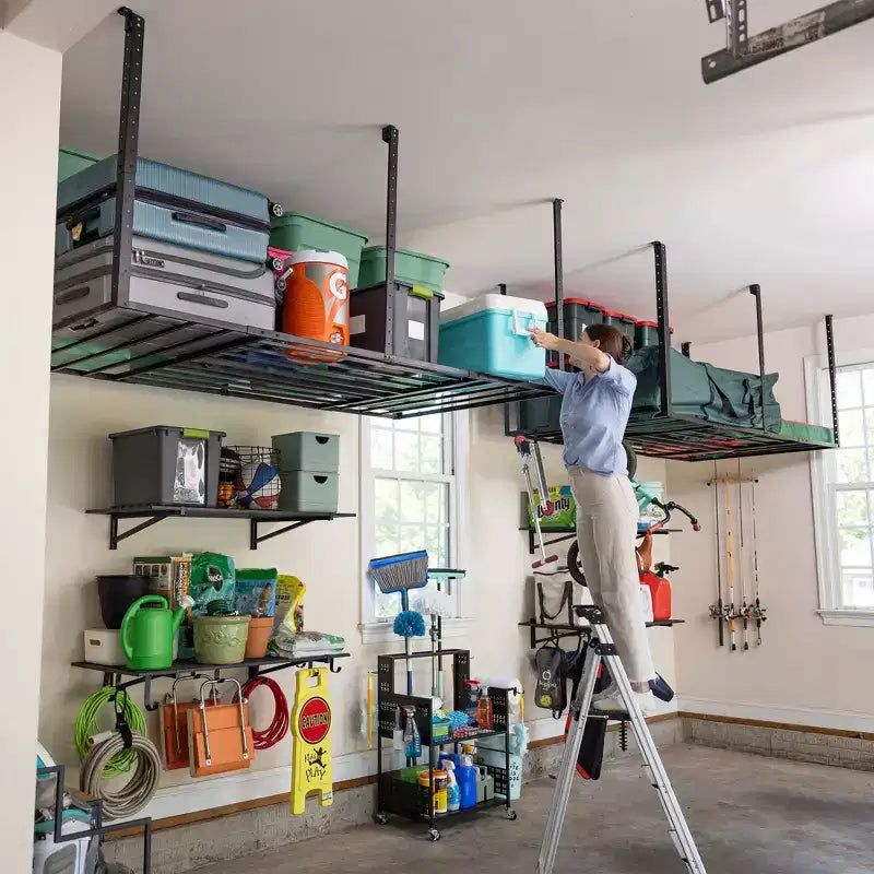 Support de rangement suspendu pour garage 4' x 8' avec crochets – Capacité de 317,5 kg