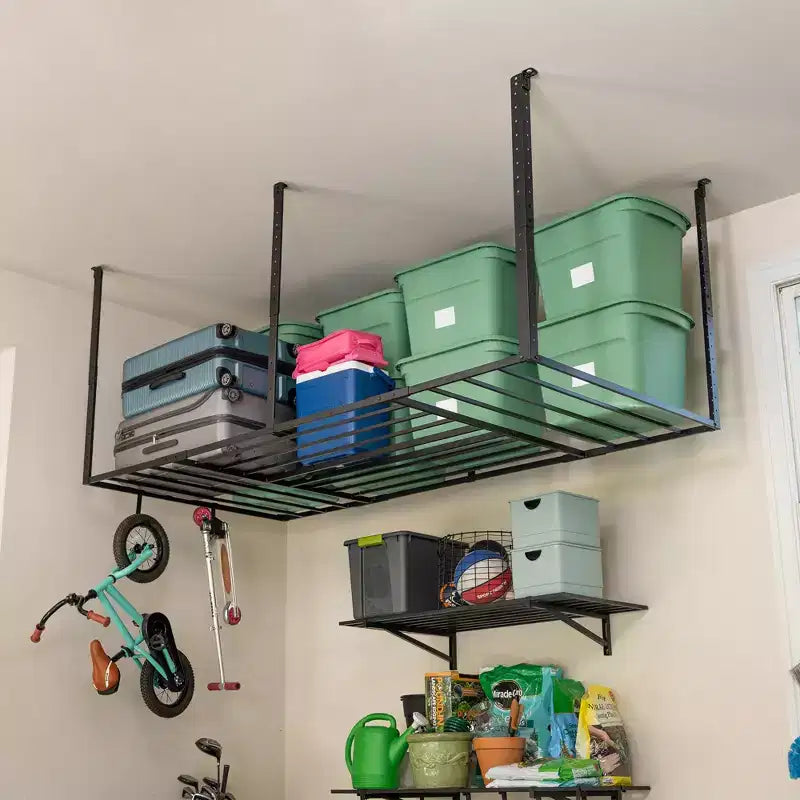 Support de rangement suspendu pour garage 4' x 8' avec crochets – Capacité de 317,5 kg